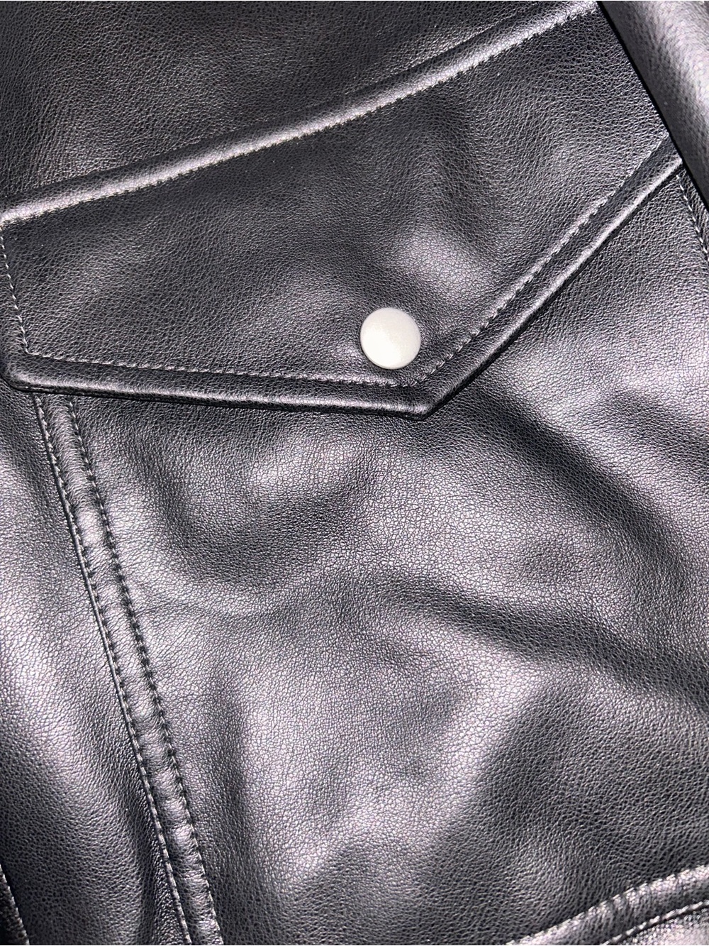 GAP Black Vegan Leather Flight Jacket with Shearling Collar - Picture 8 of 16